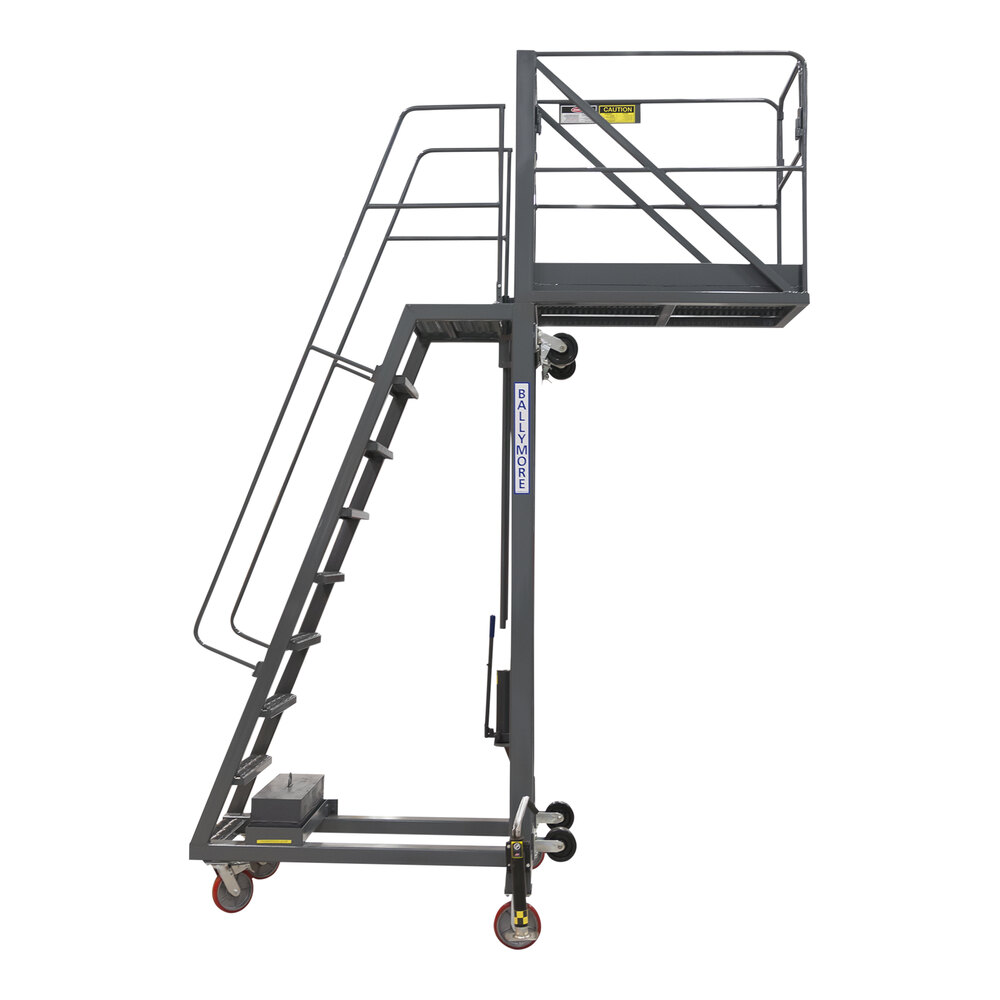 Ballymore Tank Top 11-Step Gray Steel Manually Propelled 136"-188" Adjustable Height Cantilevered Work Platform TT-11-15 - 300 lb. Capacity