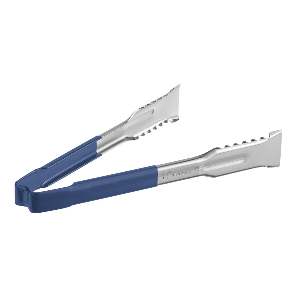 Vollrath 4790930 Jacob's Pride® 9 1/2" Stainless Steel VersaGrip Tongs with Blue Coated Kool-Touch® Handle