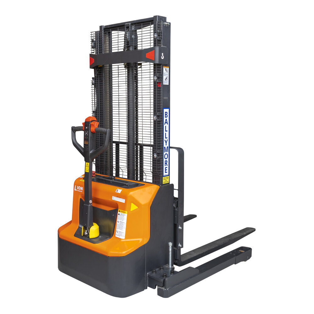 Ballymore 2,600 lb. Steel Battery-Powered Straddle Leg Fork Stacker with 114" Lift Height BALLYPAL 26NSL114