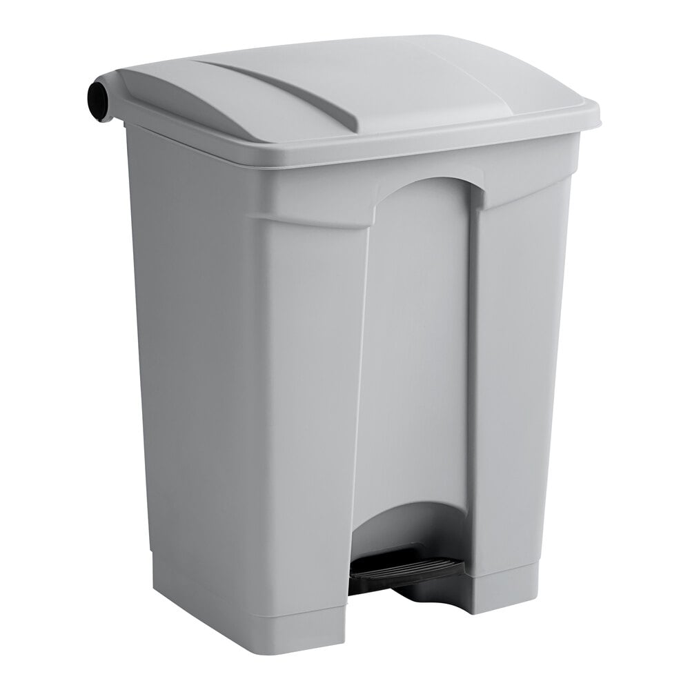 Lavex 72 Qt. / 18 Gallon Gray Rectangular Step-On Trash Can