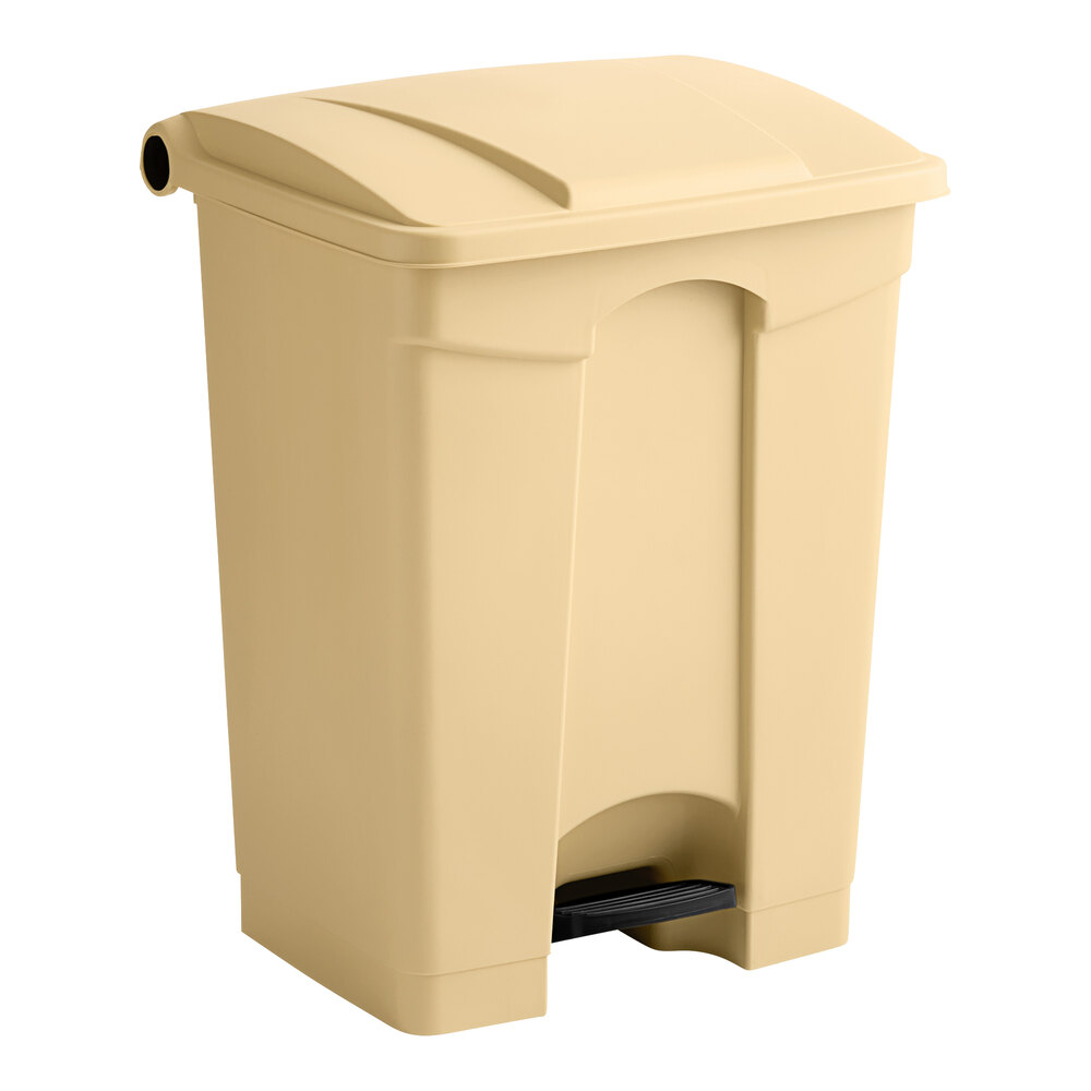 Lavex 72 Qt. / 18 Gallon Beige Rectangular Step-On Trash Can