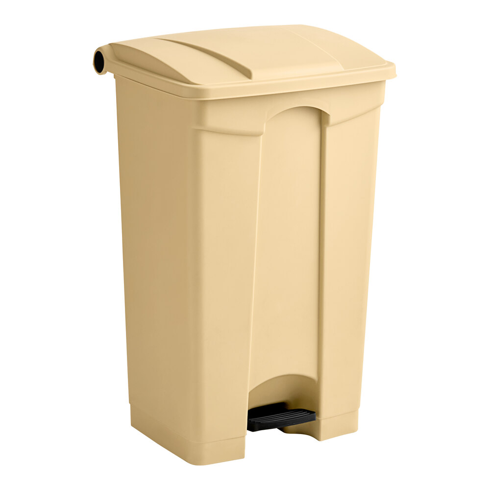 Lavex 92 Qt. / 23 Gallon Beige Rectangular Step-On Trash Can