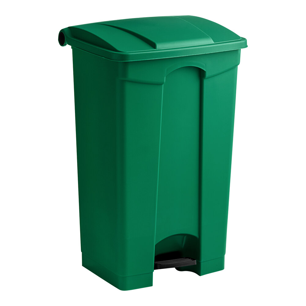Lavex 92 Qt. / 23 Gallon Green Rectangular Step-On Trash Can
