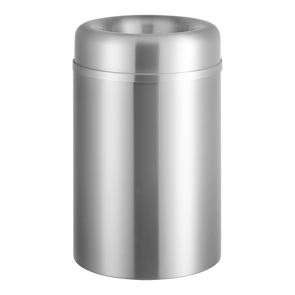 Rubbermaid® FGAOT30SAPL Crowne Satin Aluminum Round Open Top Trash Can with Rigid Plastic Liner 30 Gallon