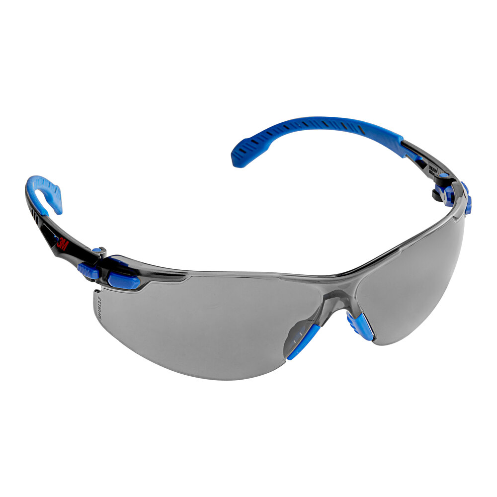 3M Scratch-Resistant Anti-Fog Safety Goggles with Scotchgard™, Black / Blue Frame, and Gray Lenses 70009111124