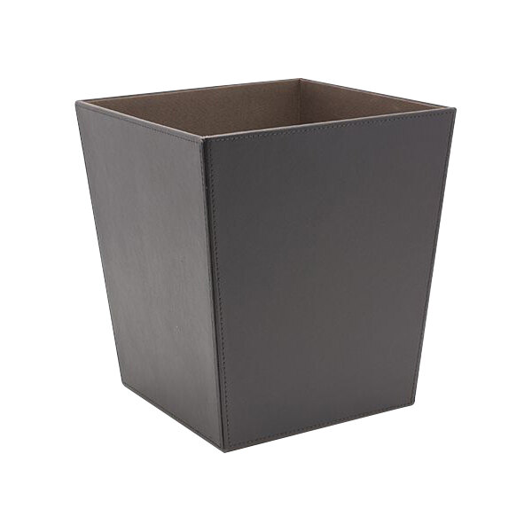 room360 London RWA003BRL21 14 Qt. Brown Faux Leather Flare Wastebasket - 4/Case