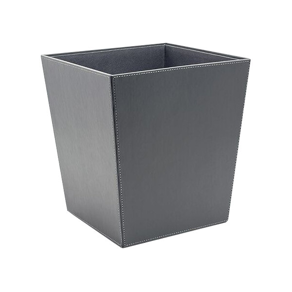 room360 London RWA003GYL21 14 Qt. Smoke Faux Leather Flare Wastebasket - 4/Case