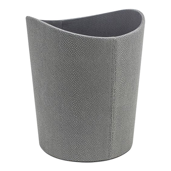 room360 Belize RWA027GYL21 8 Qt. Smoke Faux Shagreen Cylinder Wastebasket - 4/Case