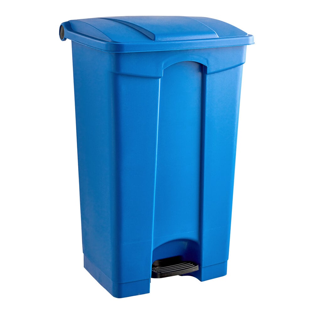 Lavex 92 Qt. / 23 Gallon Blue Rectangular Step-On Trash Can