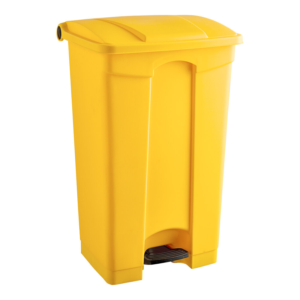 Lavex 92 Qt. / 23 Gallon Yellow Rectangular Step-On Trash Can
