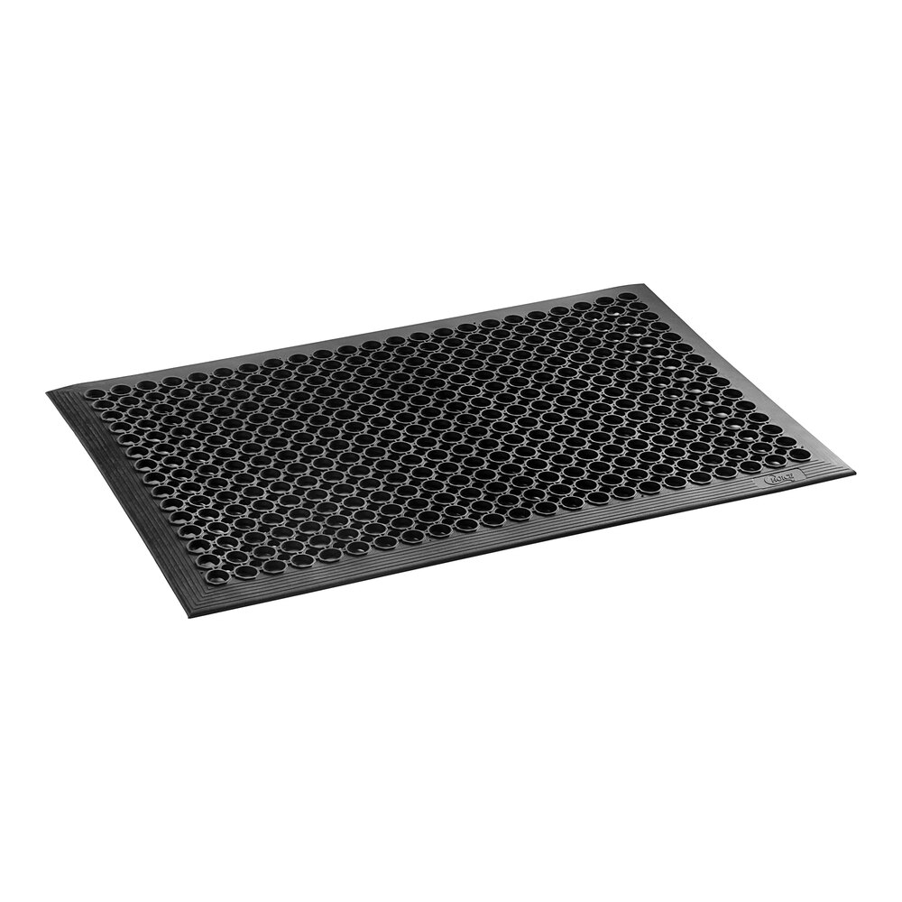 Choice 2' x 3' Black Rubber Anti-Fatigue Floor Mat with Beveled Edge - 1/2" Thick