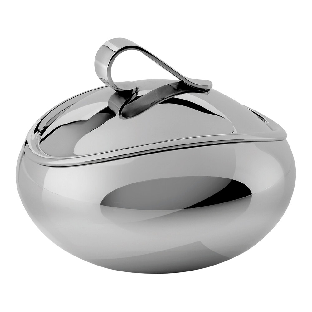 Robert Welch by Steelite International Drift 10.25 oz. Stainless Steel Sugar Pot with Lid 5977RW012