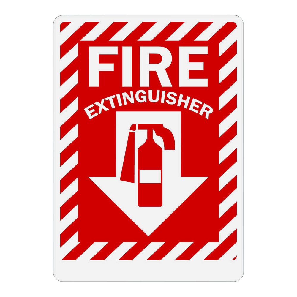 Lavex 10" x 7" Engineer-Grade Reflective Aluminum "Fire Extinguisher" Safety Sign with Down Arrow and Symbol