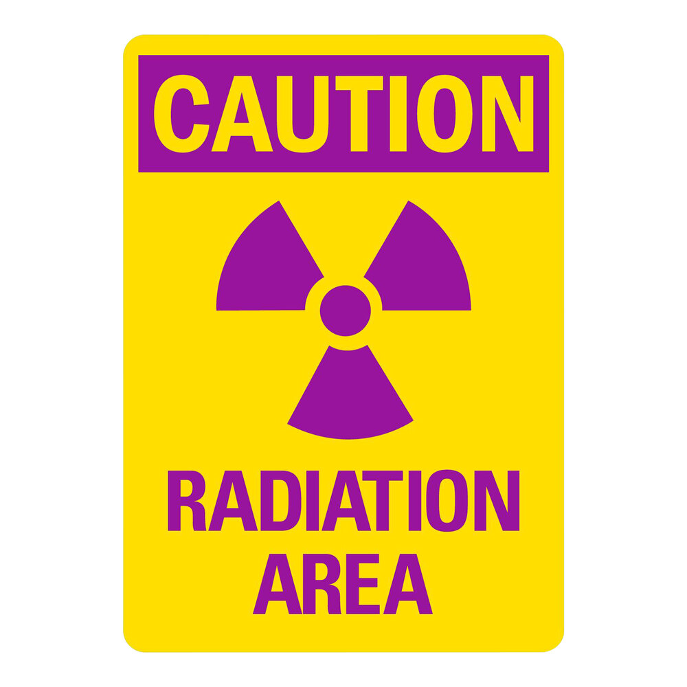 Lavex 10" x 7" Engineer-Grade Reflective Aluminum "Caution / Radiation Area" Safety Sign