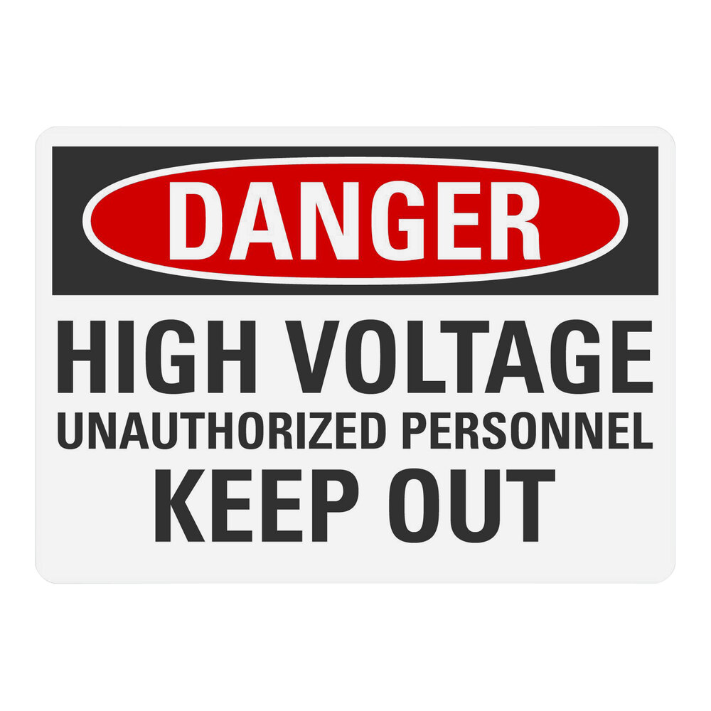 Lavex 10" x 7" Non-Reflective Adhesive Vinyl "Danger / High Voltage / Unauthorized Personnel Keep Out" Safety Label