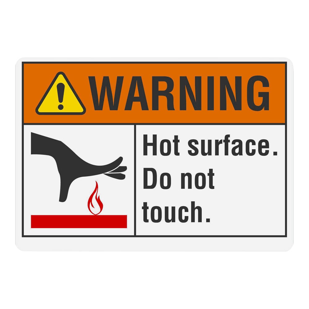 Lavex 10" x 7" Non-Reflective Aluminum "Warning / Hot Surface / Do Not Touch" Sign with Symbol
