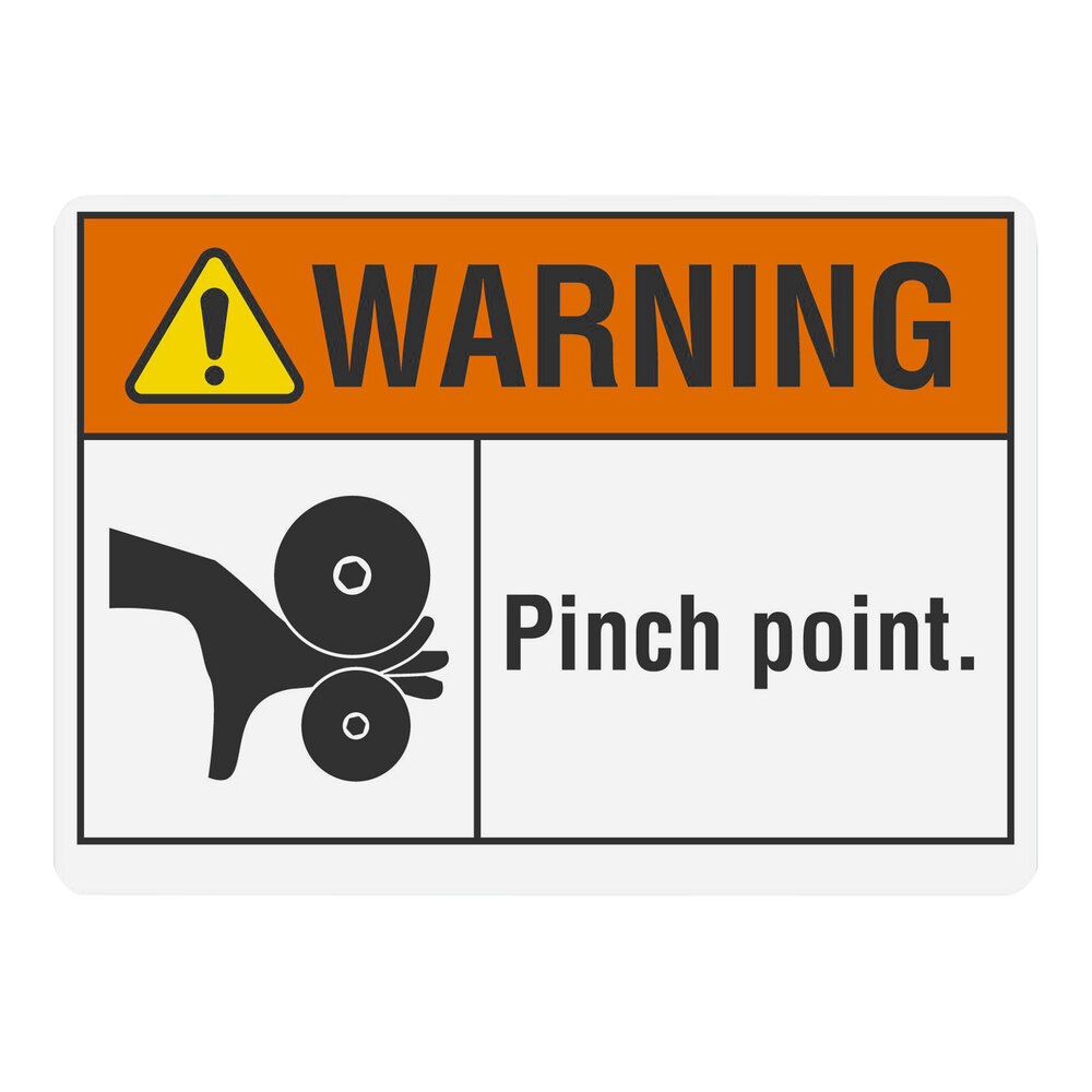 Lavex 10" x 7" Engineer-Grade Reflective Adhesive Vinyl "Warning / Pinch Point" Label with Symbol
