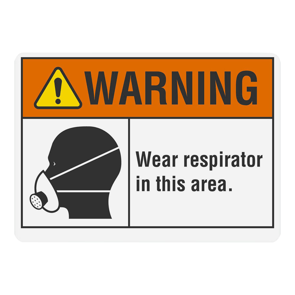 Lavex 10" x 7" Non-Reflective Aluminum "Warning / Wear Respirator In This Area" Sign with Symbol
