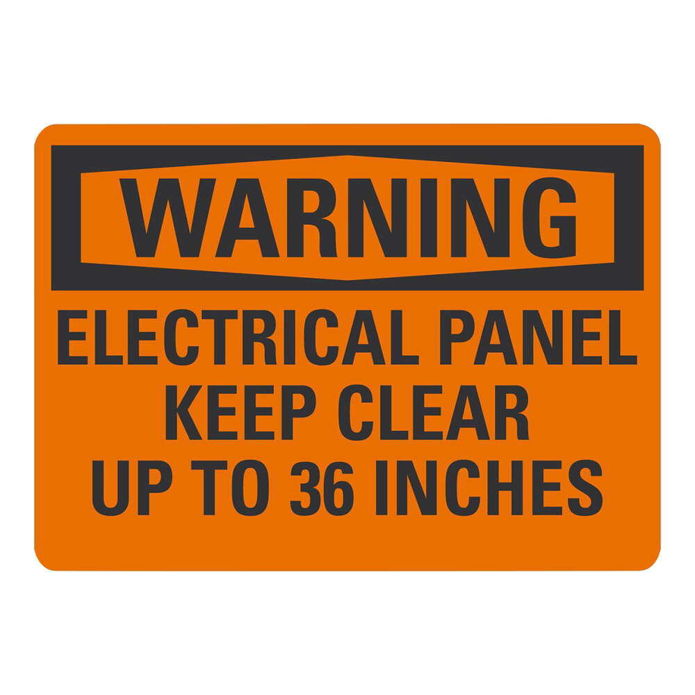 Lavex 10" x 7" Engineer-Grade Reflective Adhesive Vinyl "Warning / Electrical Panel / Keep Clear Up To 36 Inches" Label
