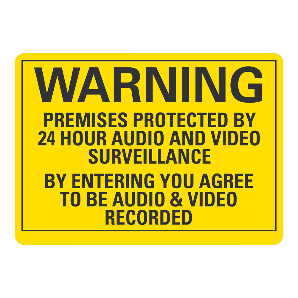Lavex 10" x 7" Engineer-Grade Reflective Aluminum "Warning / Premises Protected By 24 Hour Audio And Video Surveillance / By Entering You Agree To Be Audio & Video Recorded" Sign