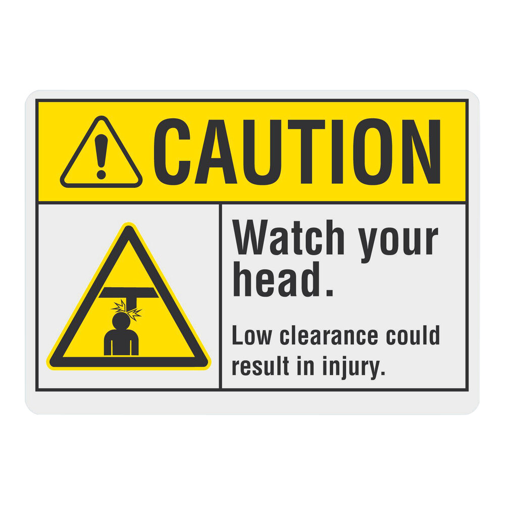 Lavex 10" x 7" Non-Reflective Plastic "Caution / Watch Your Head / Low Clearance Could Result In Injury" Safety Sign