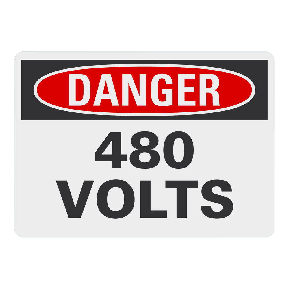Lavex 10" x 7" Non-Reflective Aluminum "Danger / 480 Volts" Safety Sign