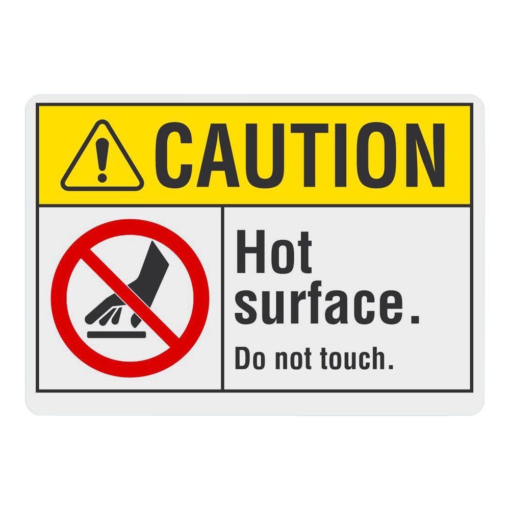 Lavex 10" x 7" Non-Reflective Aluminum "Caution / Hot Surface / Do Not Touch" Safety Sign