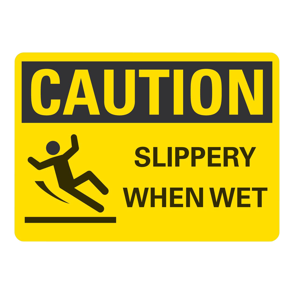 Lavex 10" x 7" Engineer-Grade Reflective Aluminum "Caution / Slippery When Wet" Safety Sign with Symbol