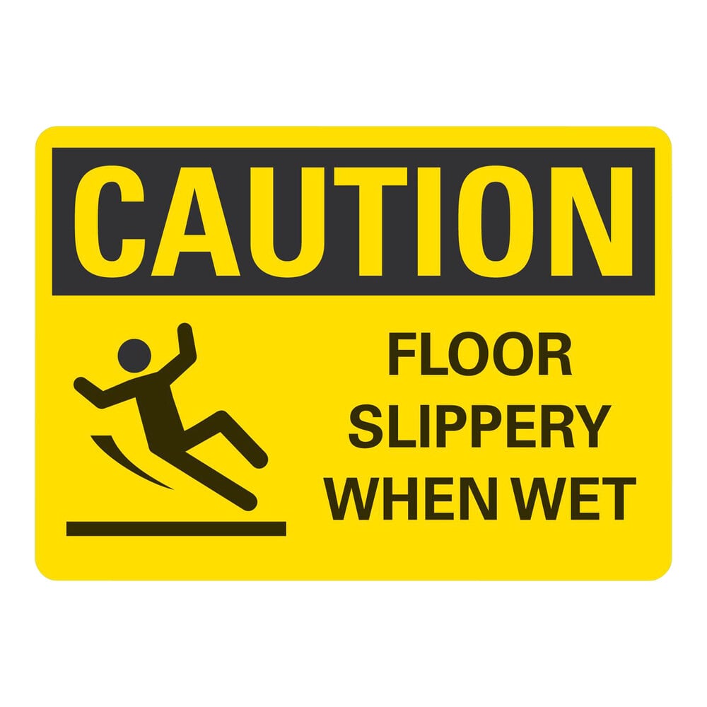 Lavex 10" x 7" Engineer-Grade Reflective Aluminum "Caution / Floor Slippery When Wet" Safety Sign
