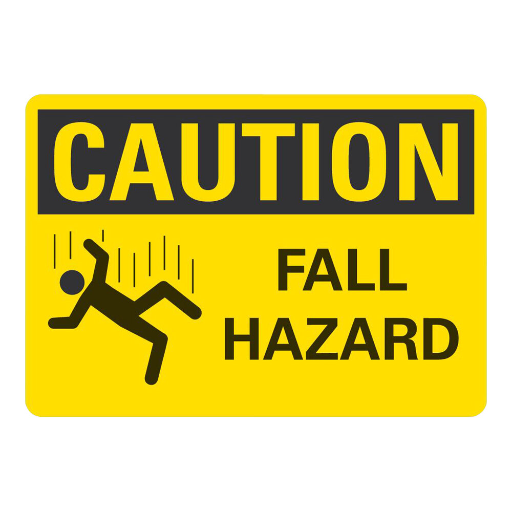 Lavex 10" x 7" Engineer-Grade Reflective Aluminum "Caution / Fall Hazard" Safety Sign