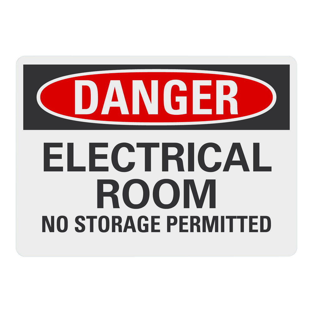 Lavex 10" x 7" Non-Reflective Plastic "Danger / Electrical Room / No Storage Permitted" Safety Sign