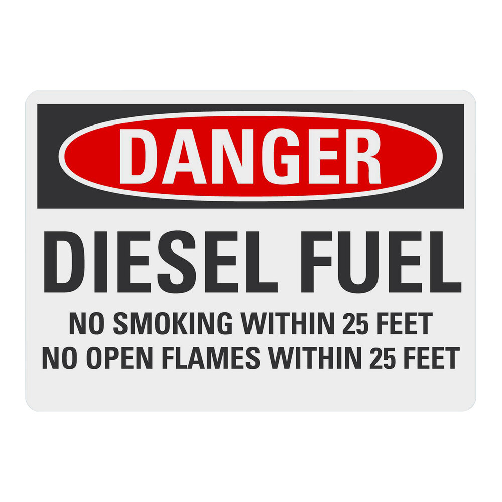 Lavex 10" x 7" Non-Reflective Plastic "Danger / Diesel Fuel / No Smoking Withing 25 Feet / No Open Flames Within 25 Feet" Safety Sign
