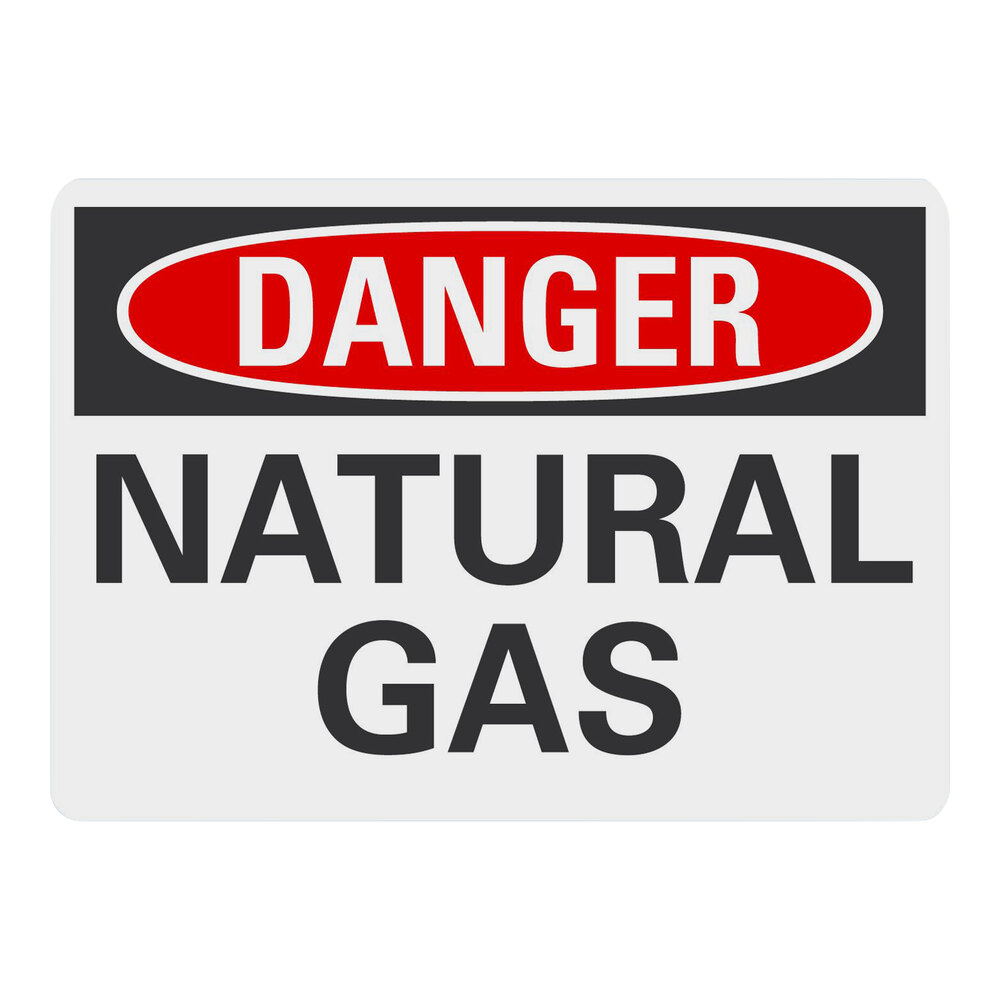 Lavex 10" x 7" Non-Reflective Aluminum "Danger / Natural Gas" Safety Sign