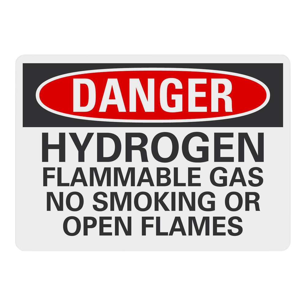Lavex 10" x 7" Non-Reflective Aluminum "Danger / Hydrogen Flammable Gas / No Smoking Or Open Flames" Safety Sign