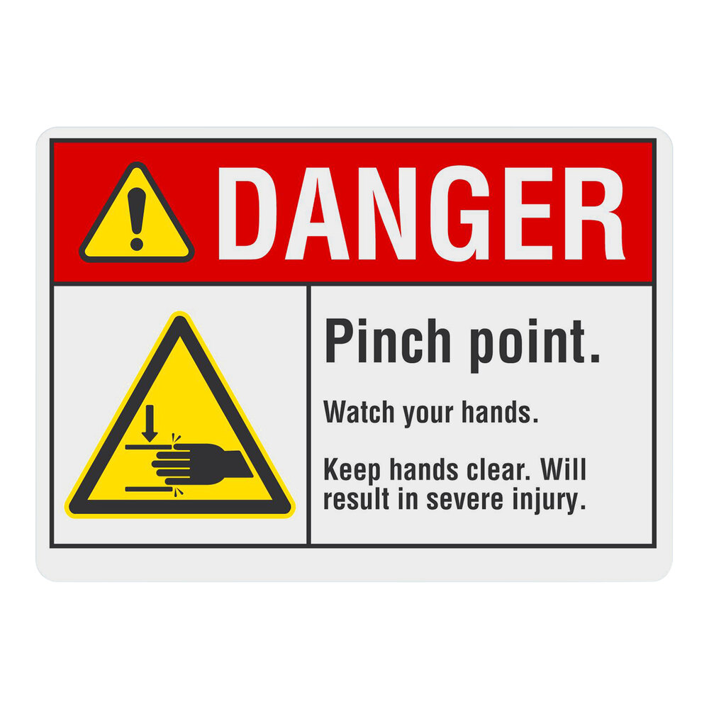 Lavex 10" x 7" Engineer-Grade Reflective Aluminum "Danger / Pinch Point / Watch Your Hands / Keep Hands Clear / Will Result In Severe Injury" Safety Sign