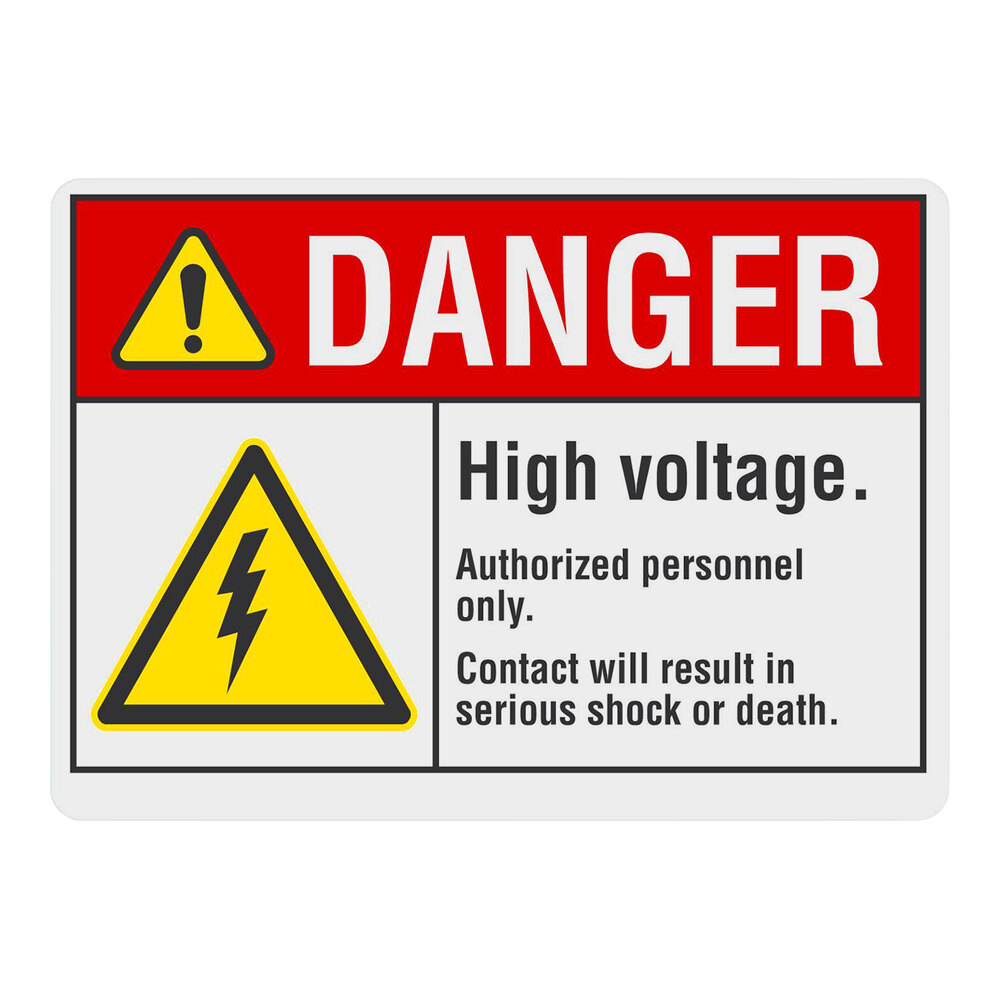 Lavex 10" x 7" Non-Reflective Adhesive Vinyl "Danger / High Voltage / Authorized Personnel Only / Contact Will Result In Serious Shock Or Death" Safety Label