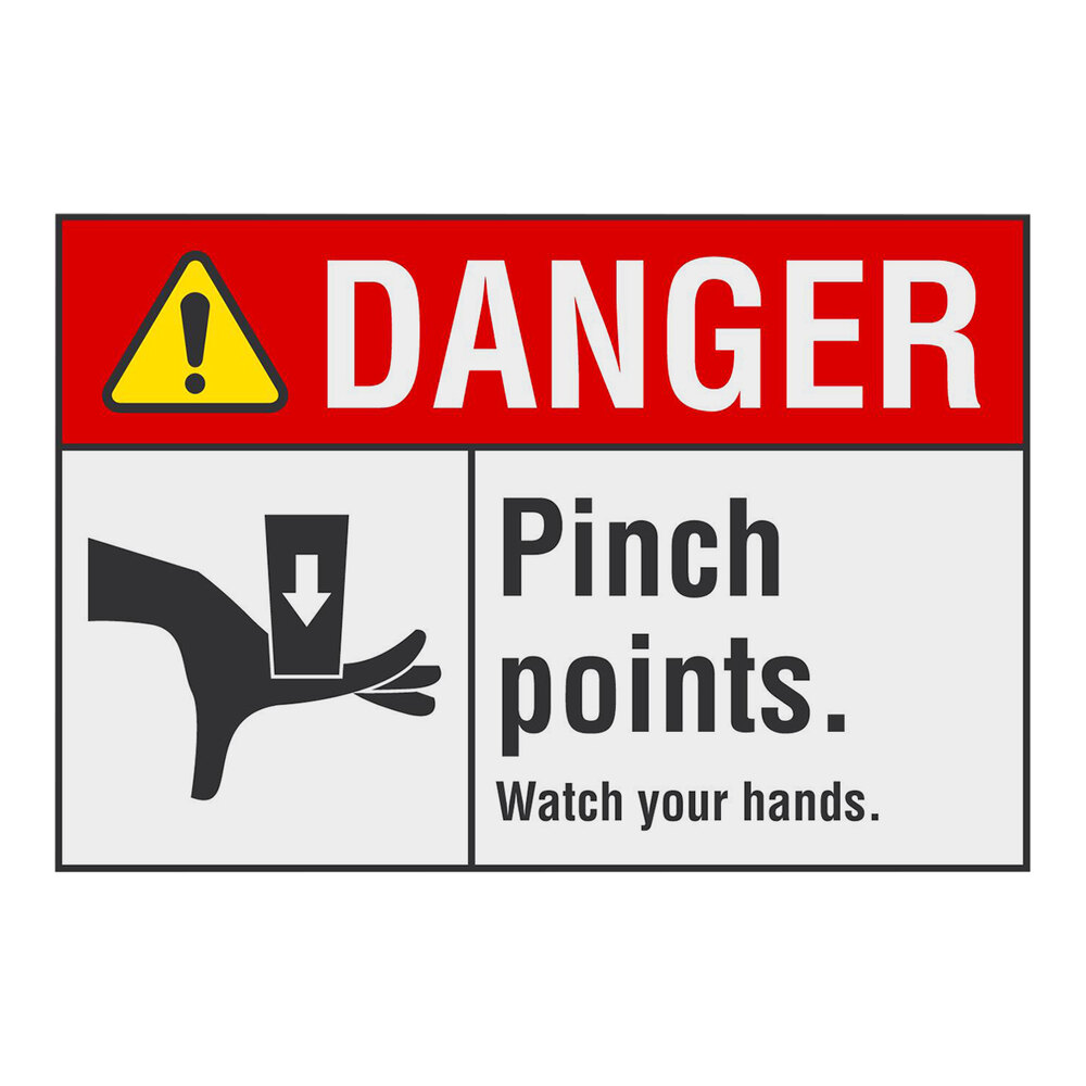 Lavex 10" x 7" Non-Reflective Aluminum "Danger / Pinch Points / Watch Your Hands" Safety Sign