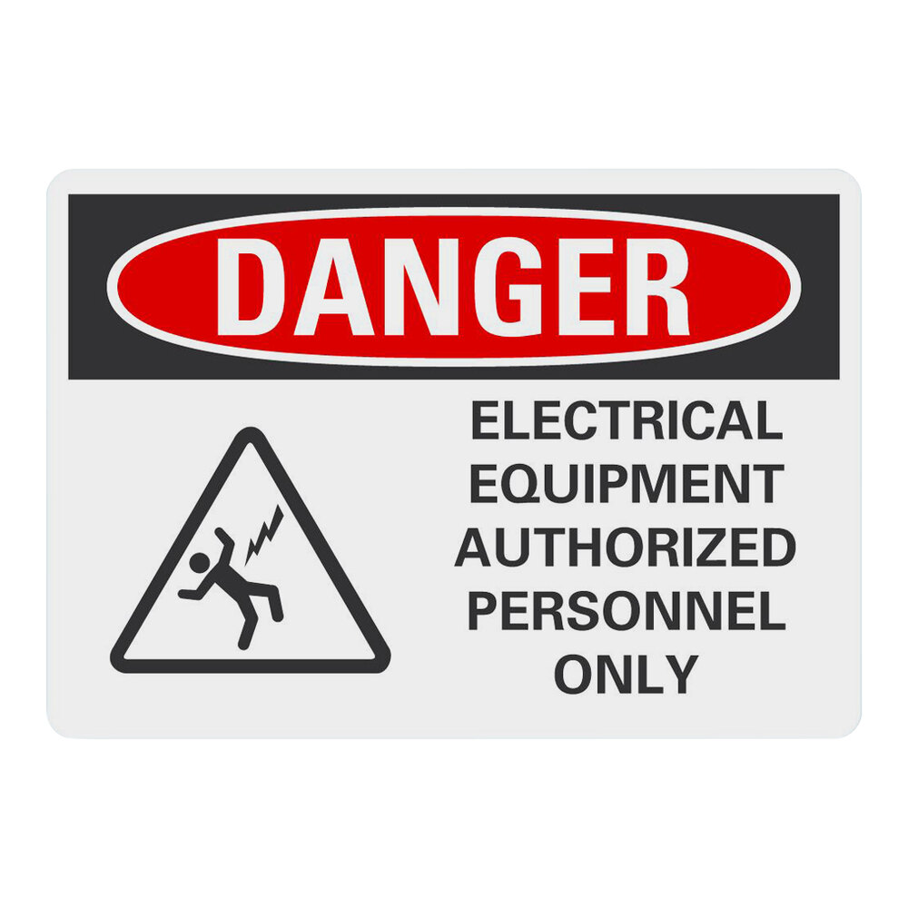 Lavex 10" x 7" Non-Reflective Plastic "Danger / Electrical Equipment / Authorized Personnel Only" Safety Sign with Symbol