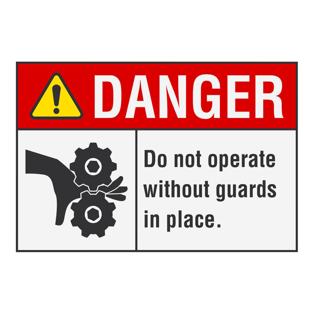 Lavex 10" x 7" Non-Reflective Adhesive Vinyl "Danger / Do Not Operate Without Guards In Place" Safety Label