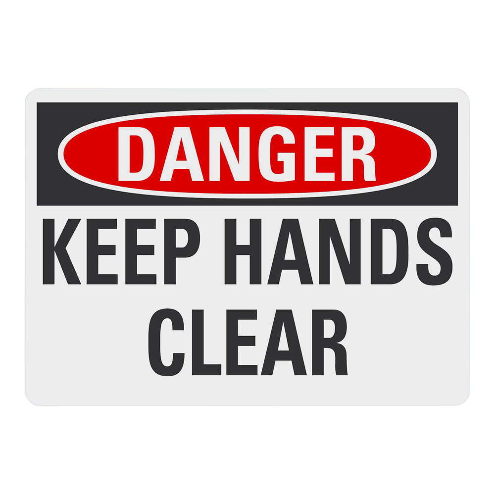 Lavex 10" x 7" Engineer-Grade Reflective Adhesive Vinyl "Danger / Keep Hands Clear" Safety Label