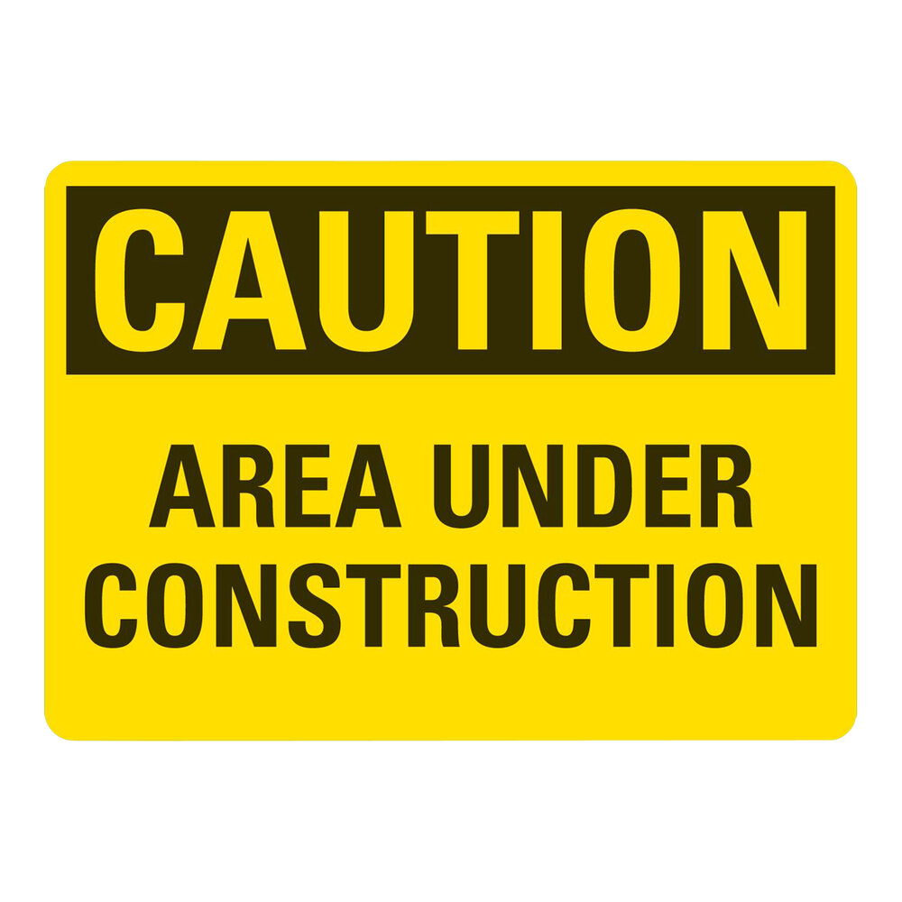 Lavex 10" x 7" Non-Reflective Aluminum "Caution / Area Under Construction" Safety Sign