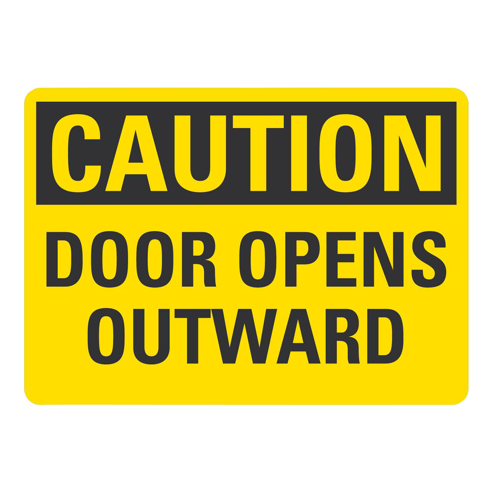 Lavex 10" x 7" Non-Reflective Aluminum "Caution / Door Opens Outward" Safety Sign
