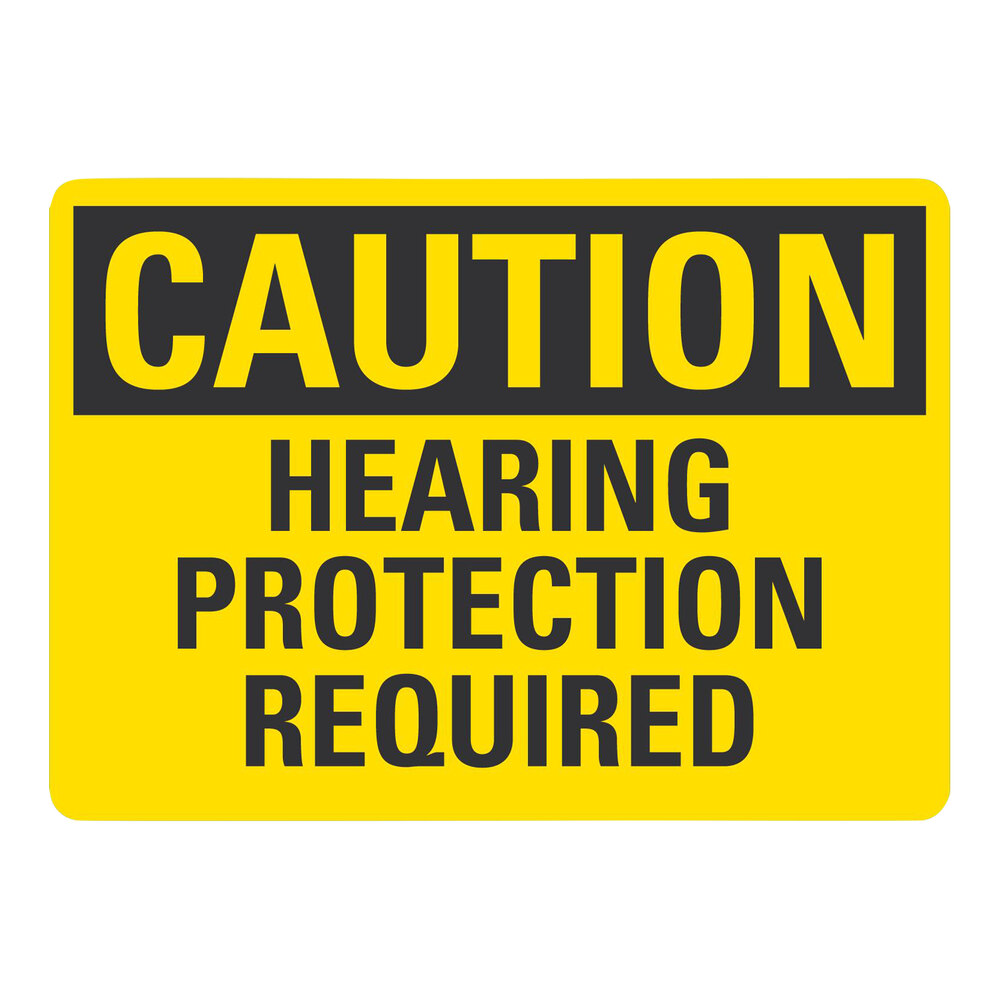 Lavex 10" x 7" Engineer-Grade Reflective Adhesive Vinyl "Caution / Hearing Protection Required" Safety Label
