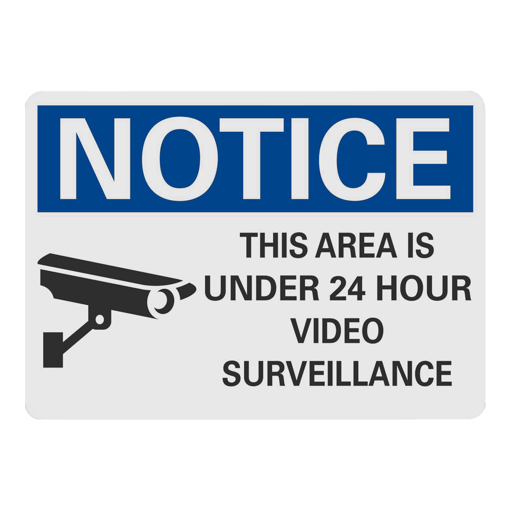 Lavex 10" x 7" Non-Reflective Plastic "Notice / This Area Is Under 24 Hour Video Surveillance" Safety Sign with Symbol