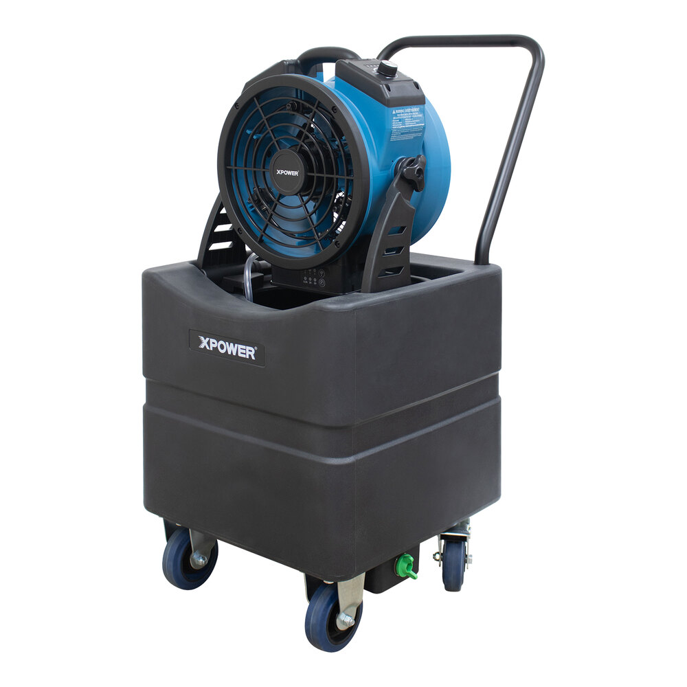 XPOWER Portable Variable-Speed Battery-Powered Indoor / Outdoor Cooling Misting Fan / Air Circulator with Water Pump and 9.2-Gallon Reservoir Tank FM-65WBK - 900 CFM