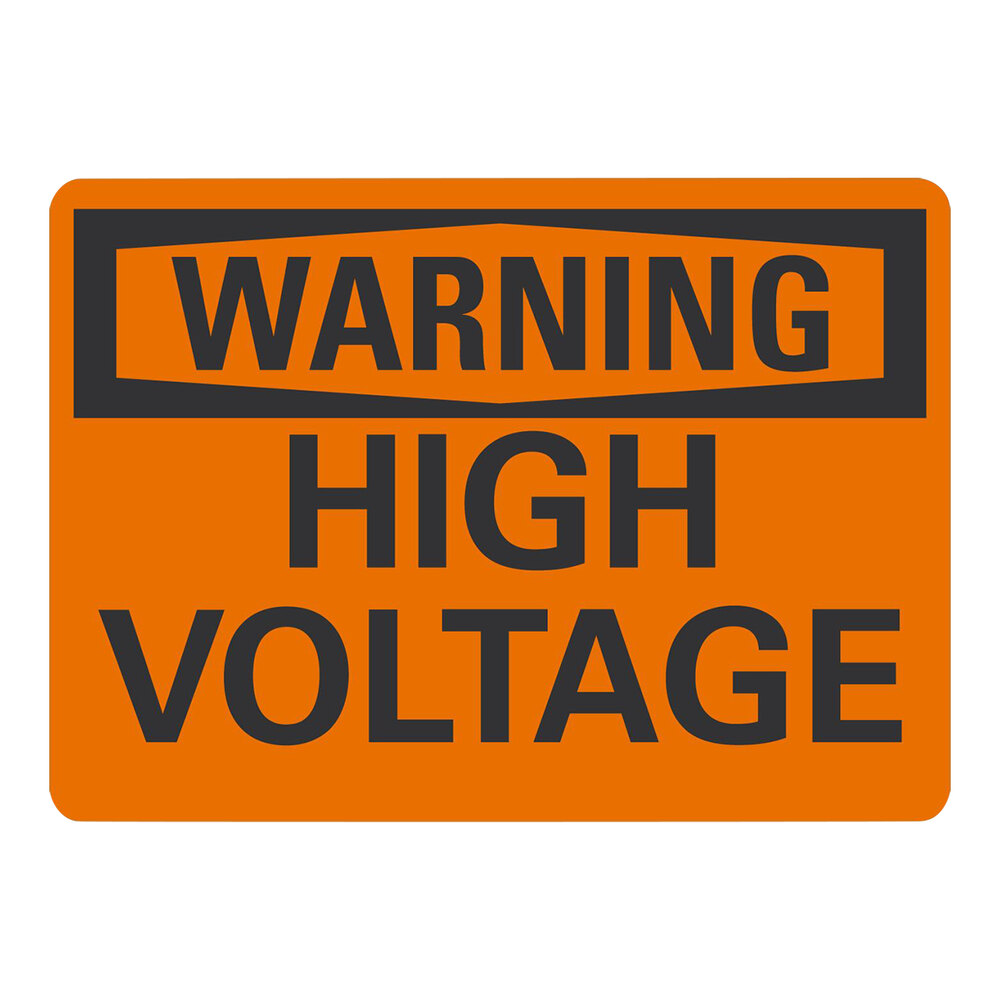 Lavex 10" x 7" Non-Reflective Plastic "Warning / High Voltage" Sign