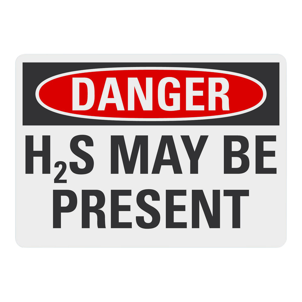 Lavex 10" x 7" Non-Reflective Plastic "Danger / H2S May Be Present" Safety Sign