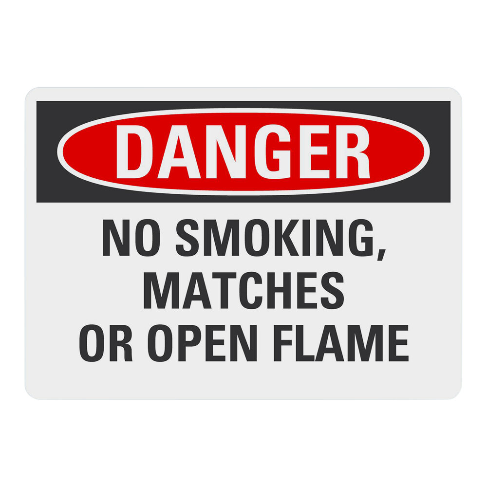 Lavex 10" x 7" Engineer-Grade Reflective Aluminum "Danger / No Smoking, Matches Or Open Flame" Safety Sign