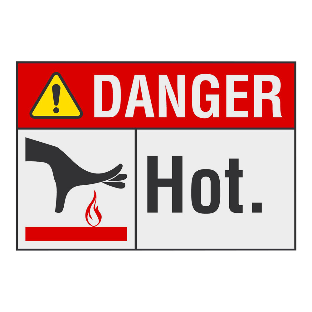 Lavex 10" x 7" Non-Reflective Adhesive Vinyl "Danger / Hot" Safety Label