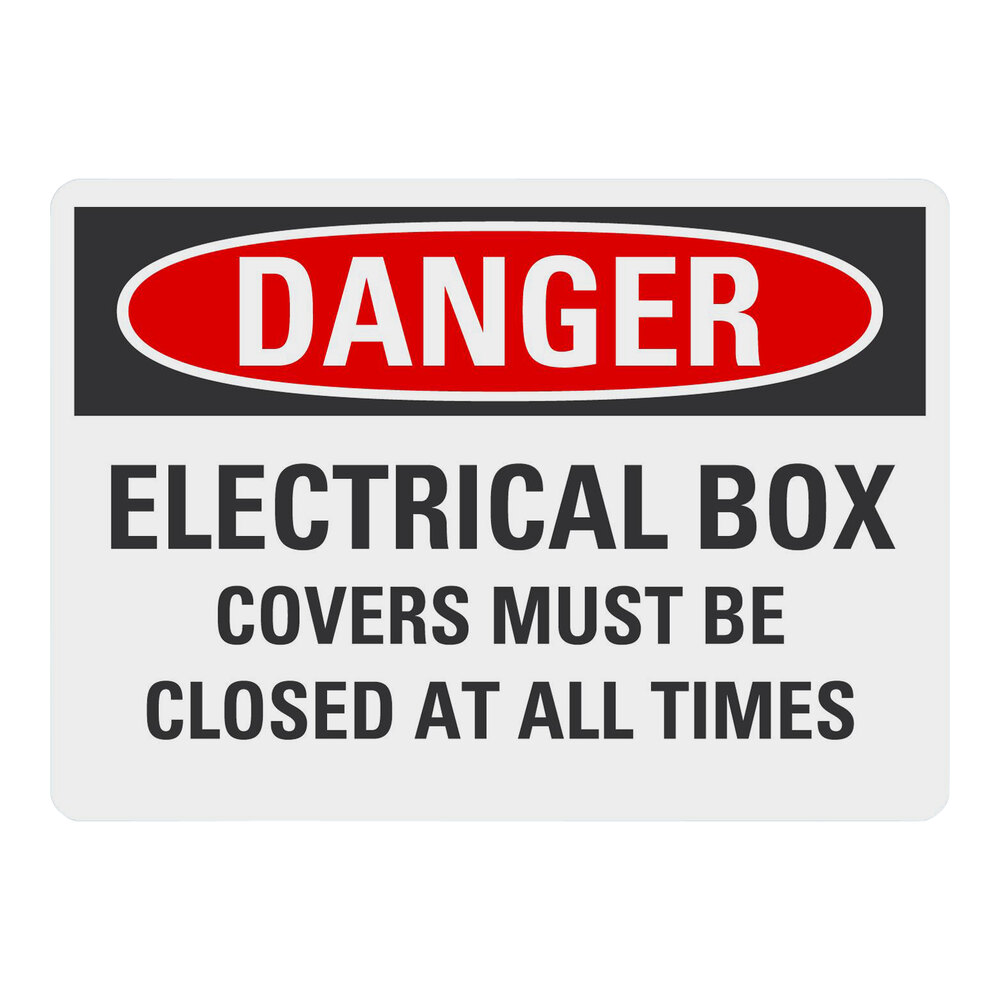 Lavex 10" x 7" Non-Reflective Adhesive Vinyl "Danger / Electrical Box Covers Must Be Closed At All Times" Safety Label